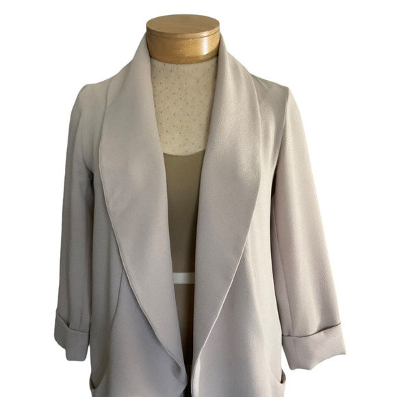 Carolina Belle Women's Tan Beige Extra Small XS Blazer Open Front Draped Lapel - Picture 7 of 8